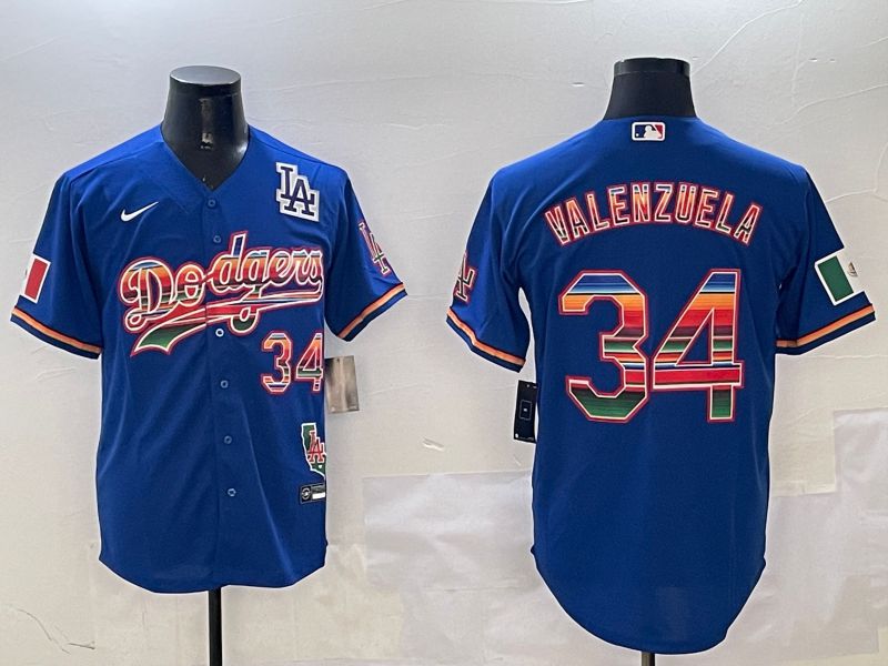 Men Los Angeles Dodgers #34 Valenzuela Blue Fashion Game 2025 Nike MLB Jersey style 3122->los angeles dodgers->MLB Jersey